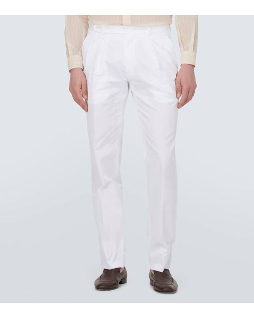 Brioni Chinohose Elba aus Baumwoll-Gabardine in White für Herren