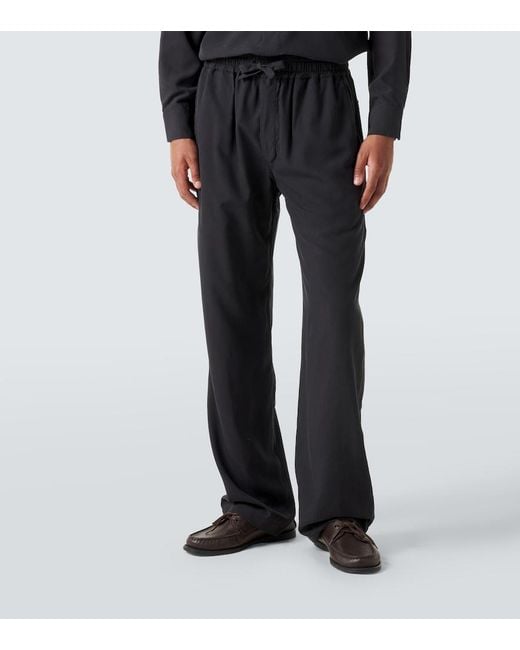 Saman Amel Black Alio Silk Straight Pants for men