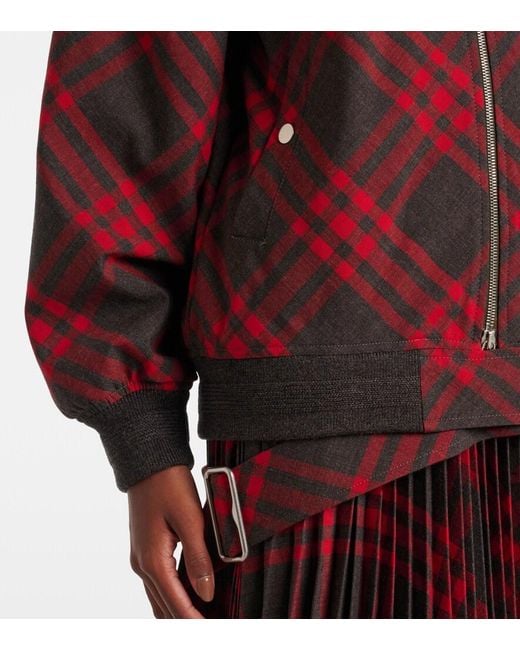 Burberry Red Check Bomber Jacket