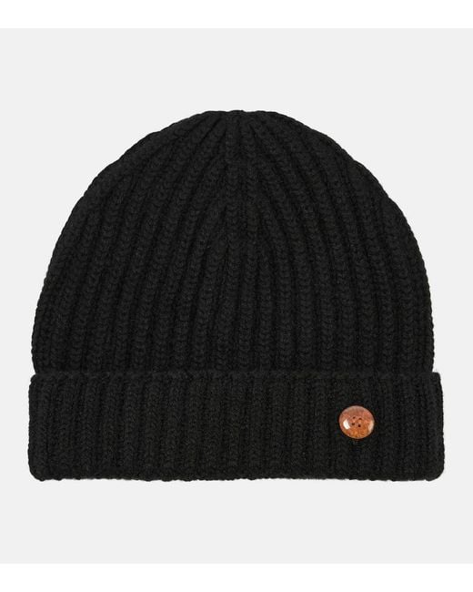 God's True Cashmere Black Molly Hogan Ribbed-Knit Cashmere Beanie