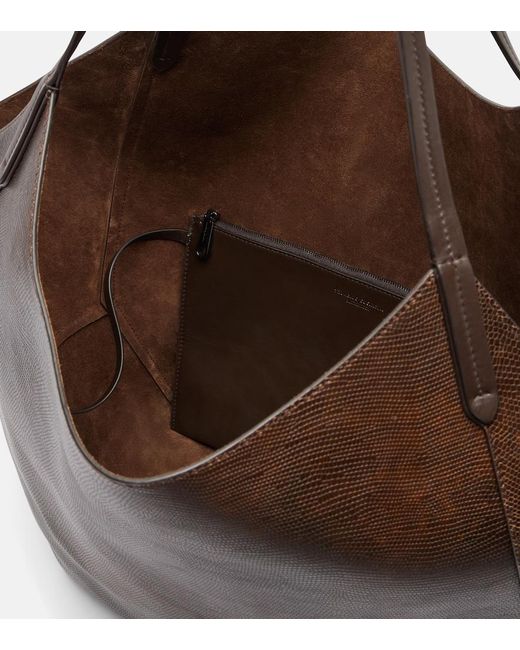 Brunello Cucinelli Black Monili Medium Reversible Leather Tote Bag