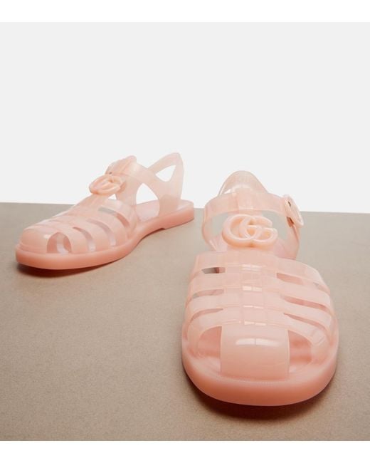 Gucci Pink Double G Fisherman Sandals
