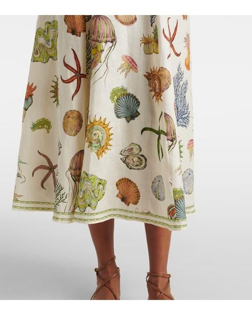 ALÉMAIS Metallic Midikleid Sea Aus Leinen