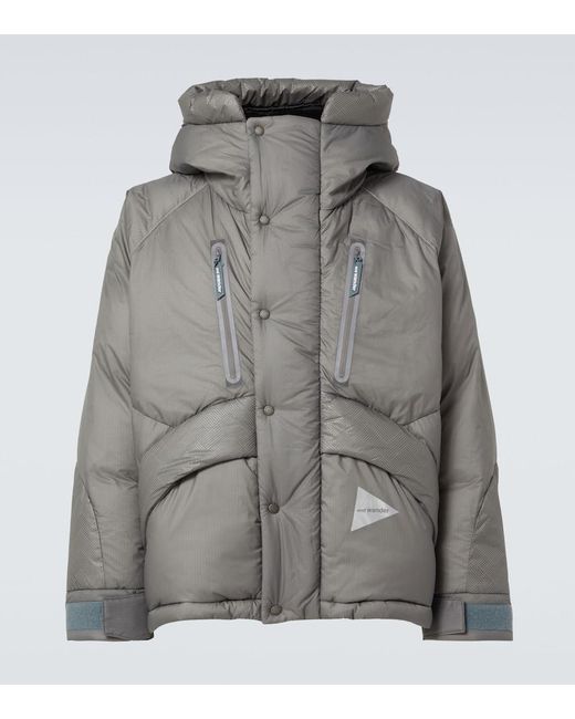 And Wander Gray Logo Puffer Jacket for men