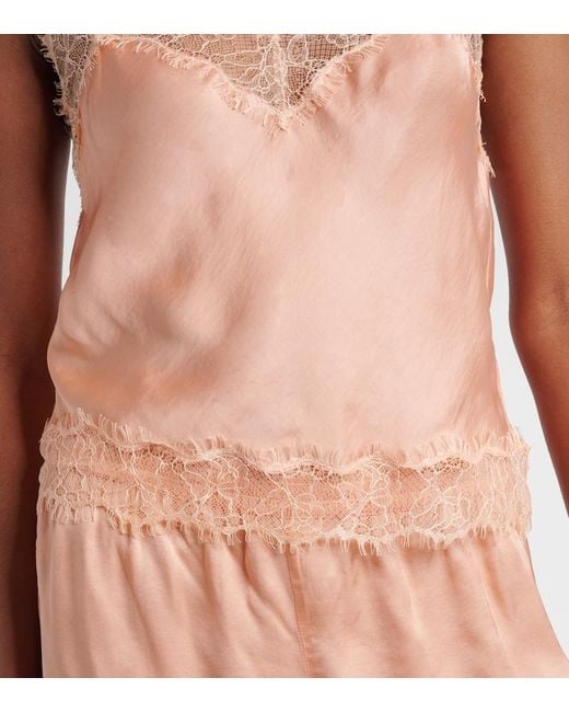 Poupette Pink Zely Lace-Trimmed Satin Camisole