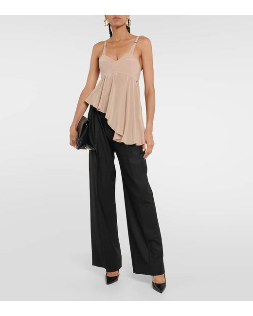 Victoria Beckham Natural Asymmetric Silk Crepe De Chine Top