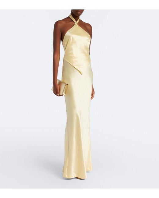 retroféte White Ester Halterneck Satin Gown