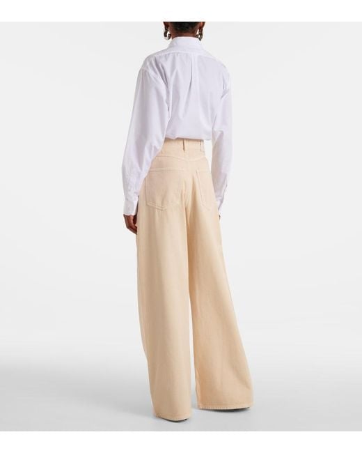 Sportmax Natural Siamese High-Rise Wide-Leg Jeans