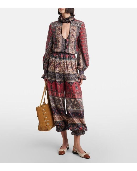 Valentino Brown Paisley Cotton Muslin Blouse