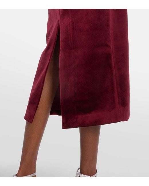 Rebecca Vallance Red Edwiena Embellished Velvet Midi Dress