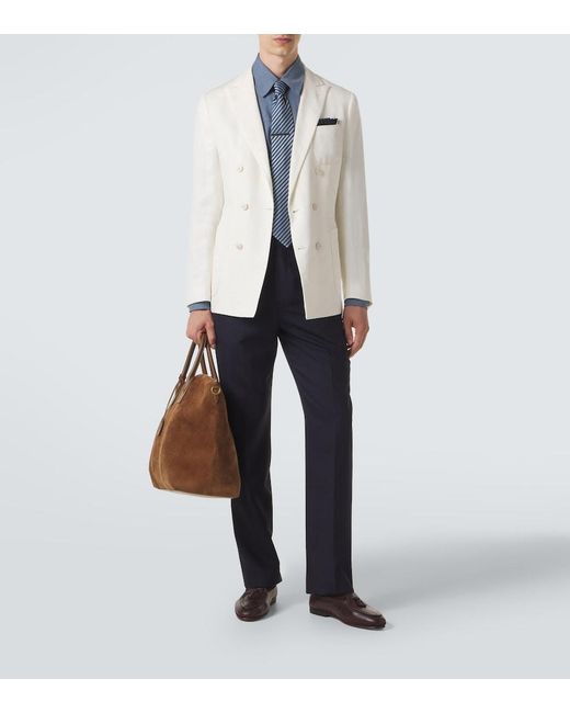 Dunhill Blue Wool Straight Pants for men