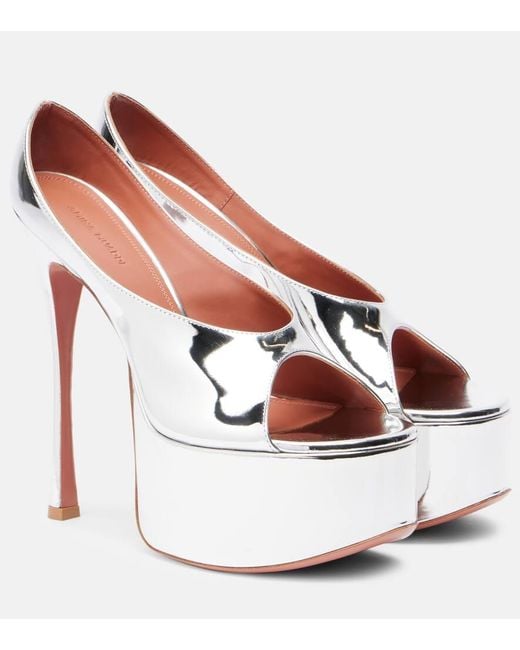 AMINA MUADDI Pink Anok 155 Patent Leather Platform Pumps
