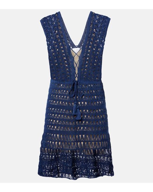 Anna Kosturova Blue Minikleid Aus Haekelstrick