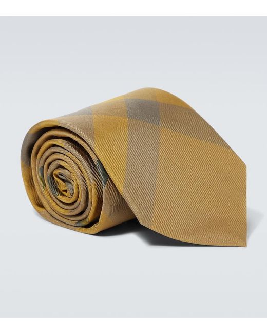 Corbata de seda con Check Burberry de hombre de color Natural