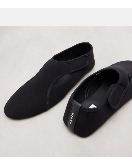 Alaïa Blue Flex Leather-Trimmed Ballet Flats