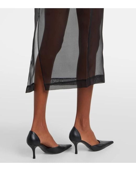Jupe Midi En Soie FRAME en coloris Black