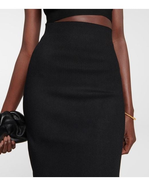 Victoria Beckham Black Vb Body High-Rise Knit Midi Skirt