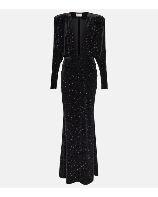 Alexandre Vauthier Black Crystal-Embellished Gown