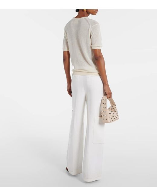 Khaite White Pierre Cashmere-Blend Top