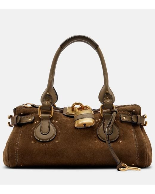 Chloé Brown Paddington Suede Shoulder Bag