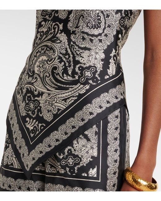 Nili Lotan Black Audrey Paisley Silk Twill Top