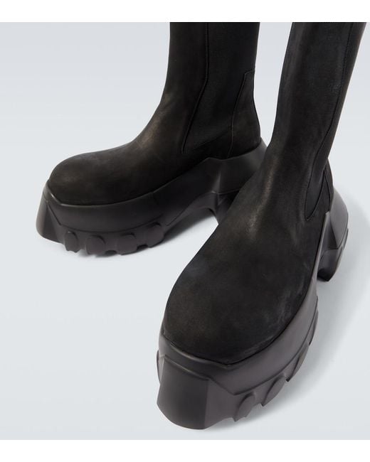 Rick Owens Black Beatle Mega Tractors Leather Chelsea Boots for men