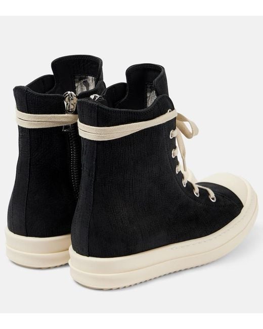 Rick Owens Black High-Top Sneakers Sneaks Aus Canvas