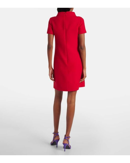 Valentino Red Embellished Wool And Silk Minidress