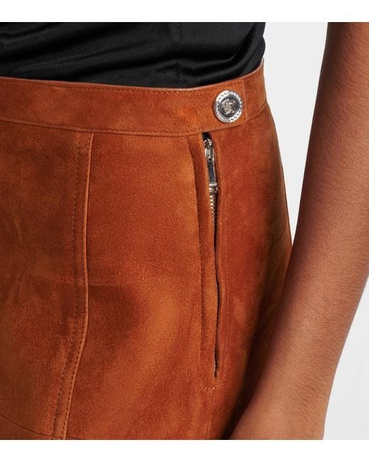 Versace Brown Suede Midi Skirt