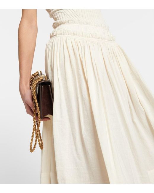 Tory Burch White Cotton And Linen Midi Skirt