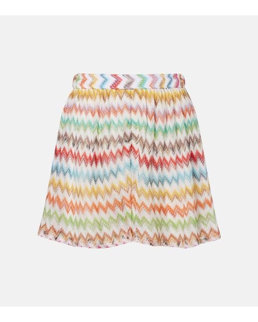 Missoni White Zigzag Lame Shorts
