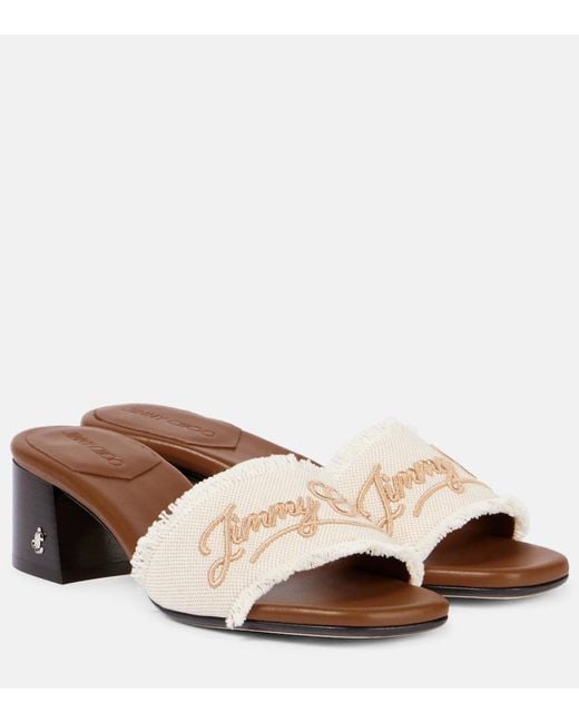 Jimmy Choo Brown Joa Embroidered Mules