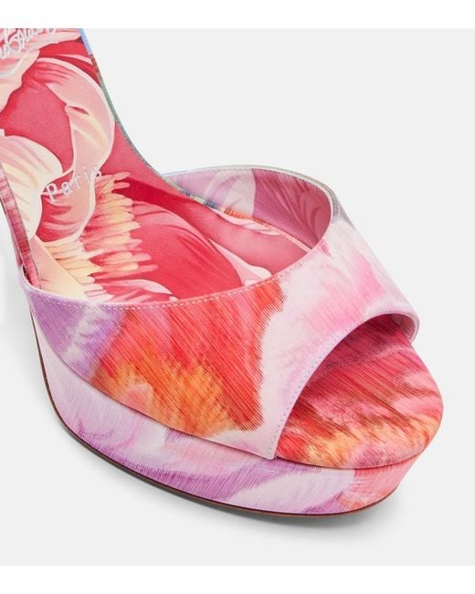 Christian Louboutin Pink Sandaloo 130 Floral Platform Sandals