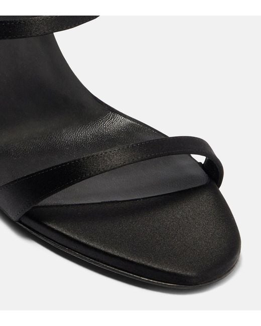 Magda Butrym Black Floral-Applique Satin Sandals