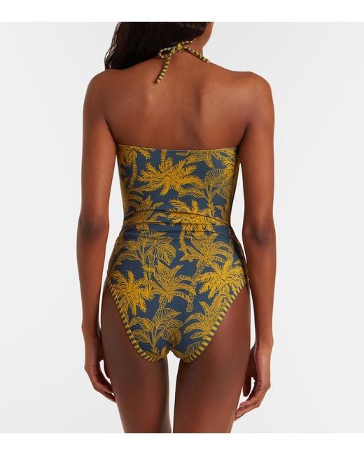 Eres Green Ailleurs Printed Halterneck Swimsuit