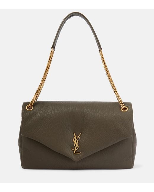 Saint Laurent Green Calypso Large Leather Shoulder Bag