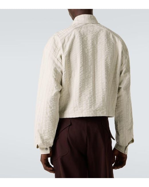 Kiko Kostadinov Kraner Striped Cropped Cotton Shirt in White for