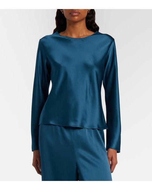 Leset Blue Barb Satin Top