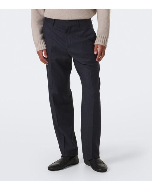 Agnona Blue Wool Straight Pants for men
