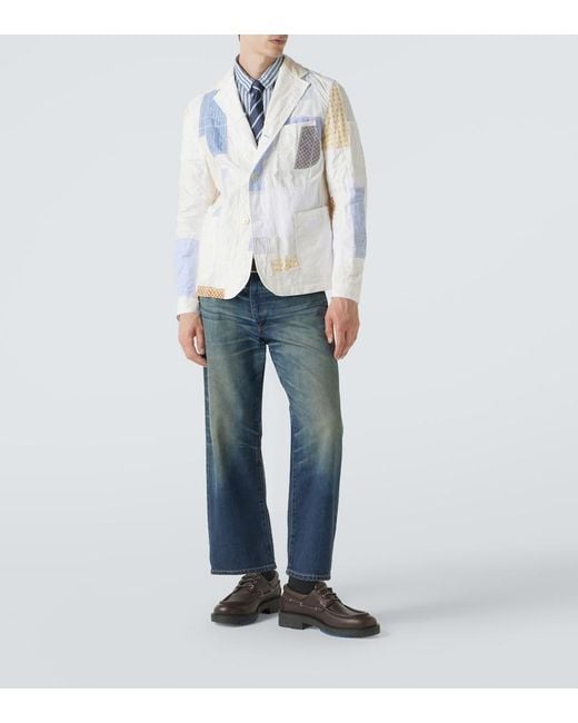 Junya Watanabe White Patchwork Cotton And Linen-Blend Blazer for men