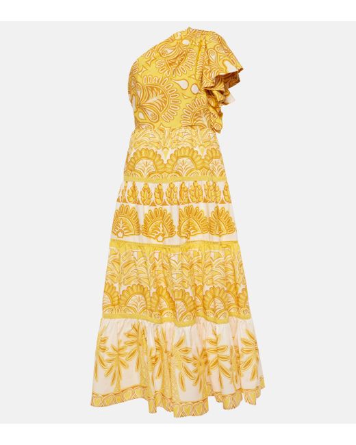 Farm Rio Yellow Ainika Tapestry Printed Maxi Dress