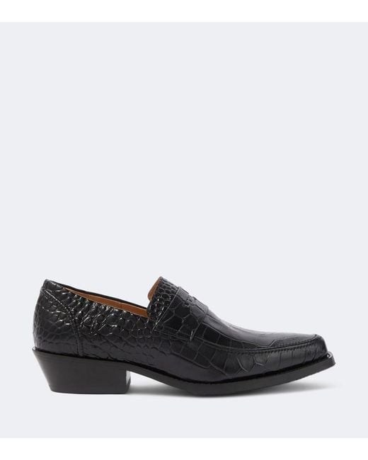 Our Legacy Black Cypher Croc-Effect Leather Loafers for men
