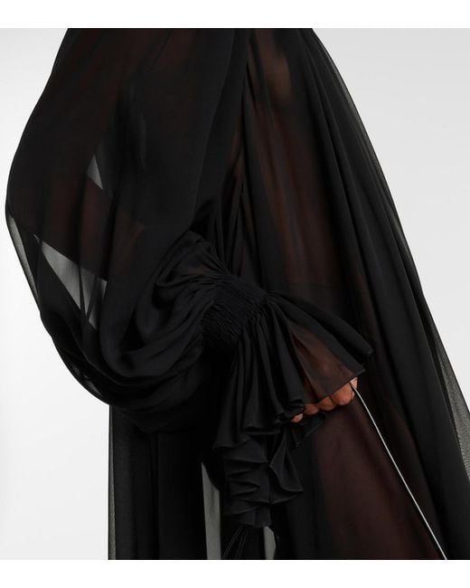 Khaite Black Edgar Semi-Sheer Silk Tulle Midi Dress
