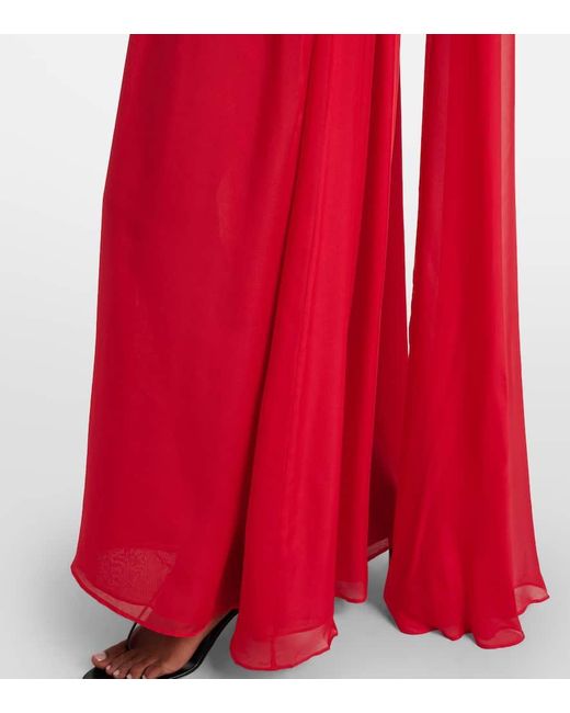 Vestido De Fiesta Jenni De Seda Con Aplique Floral LEO LIN de color Red