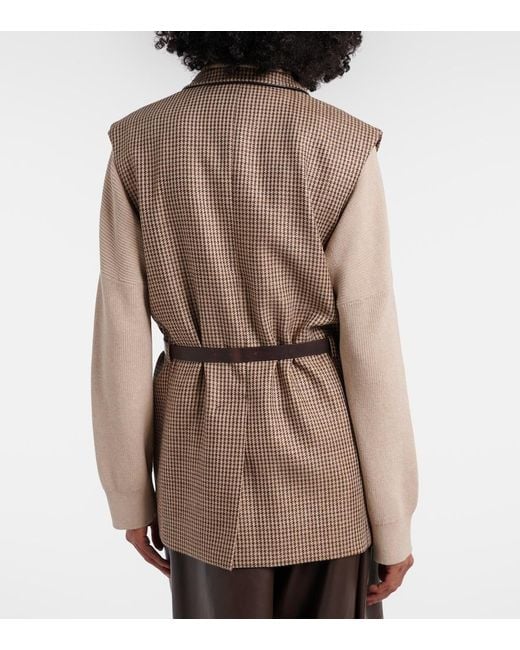 Brunello Cucinelli Natural Houndstooth Wool-Blend Vest
