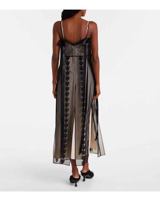 Simone Rocha Black Lace-Trimmed Sheer Midi Dress