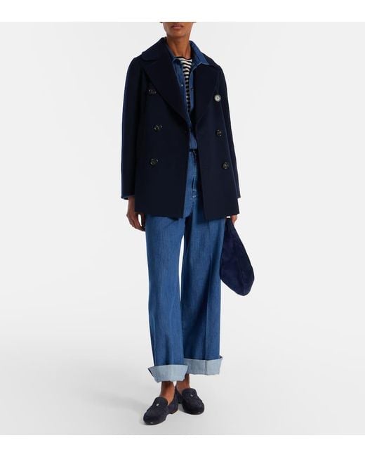 Tory Burch Blue Logo Suede Loafers