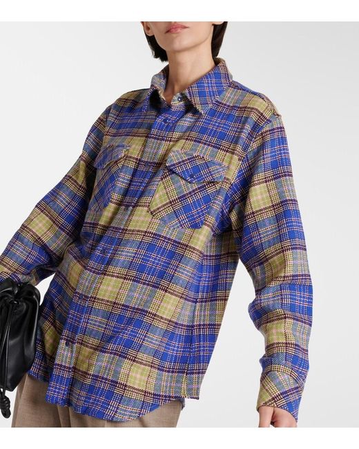 God's True Cashmere Blue Tartan Cashmere Shirt