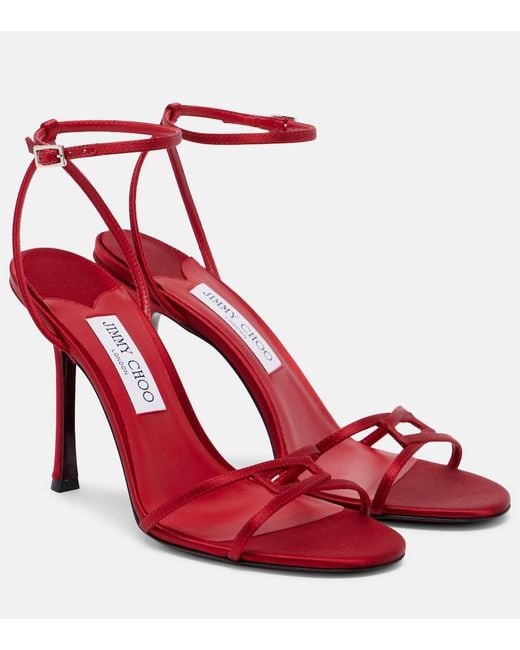 Jimmy Choo Red Leo 100 Satin Sandals