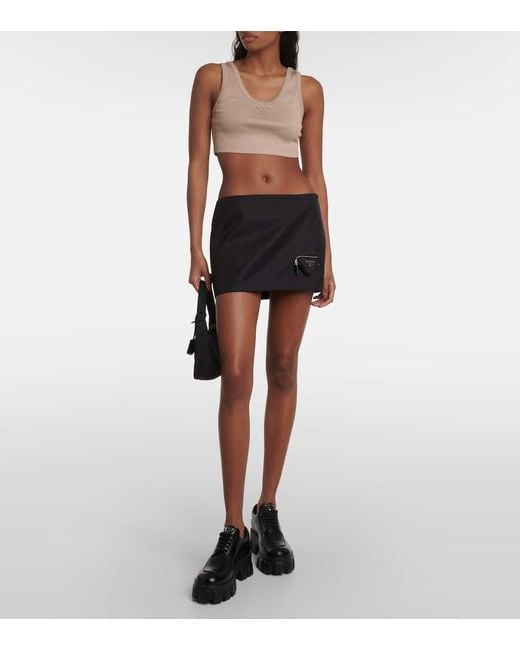 Prada Natural Top Aus Baumwoll-Jersey
